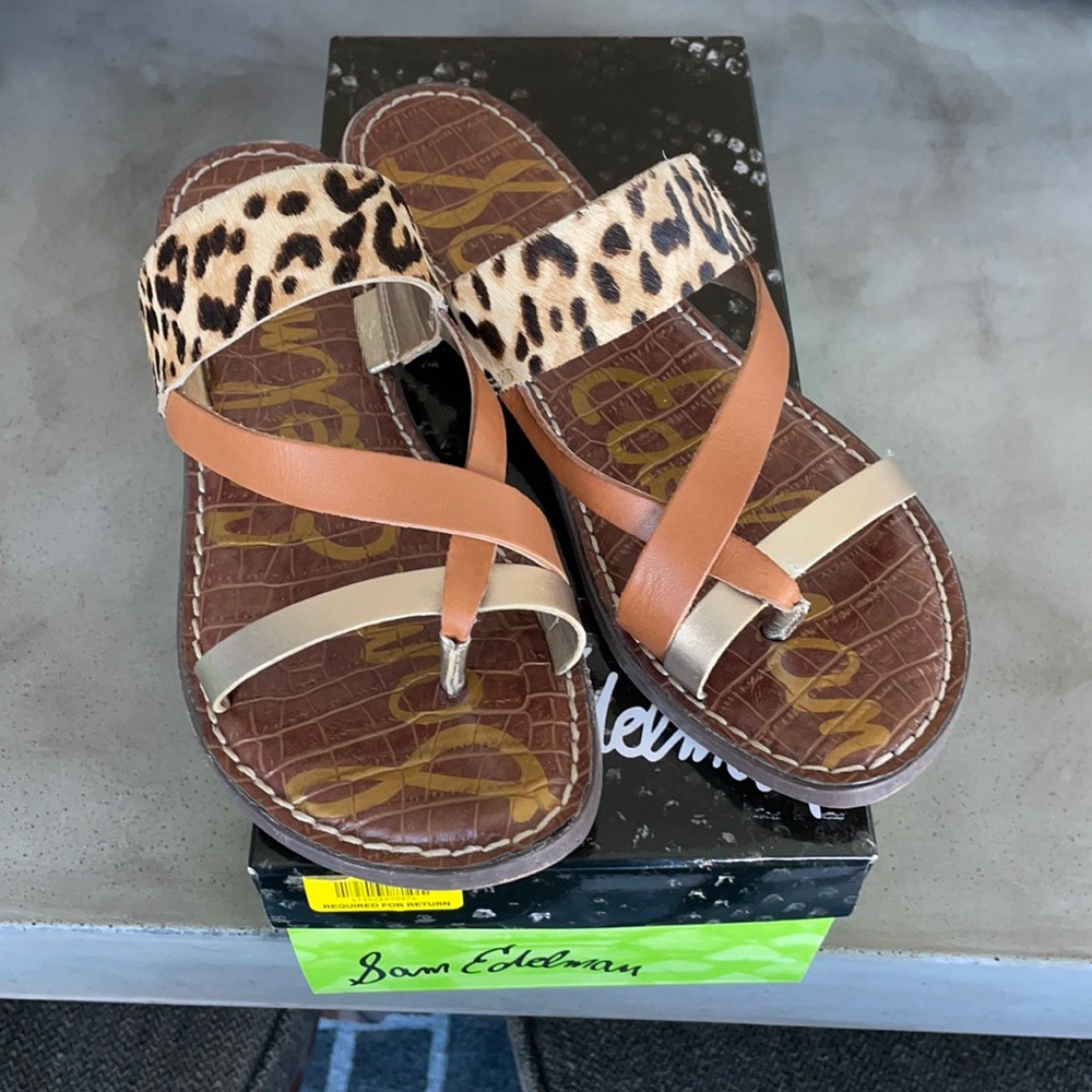 Sam Edelman leopard brown toe sandals